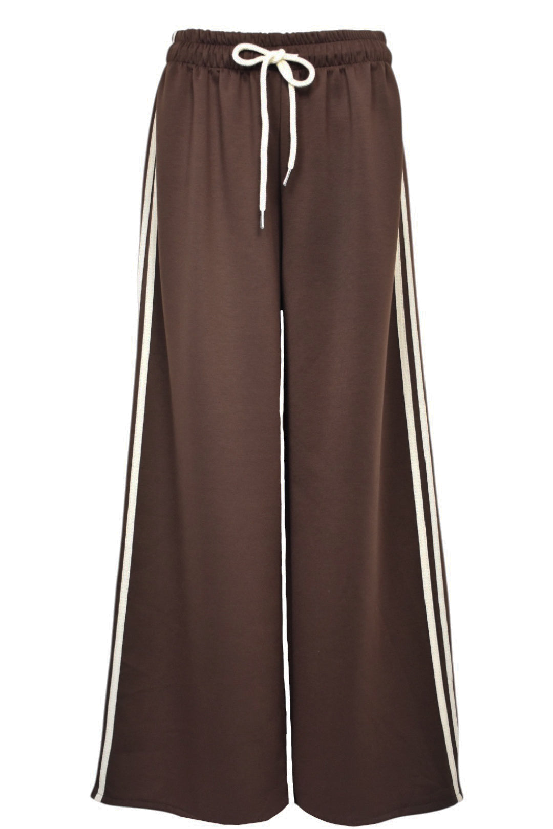 Brown & Cream Side Striped Wide Leg Joggers