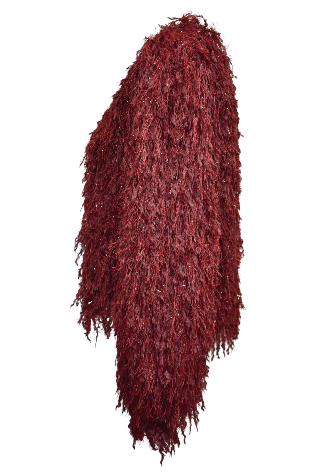 Burgundy Metallic Thread Fringe Jumper