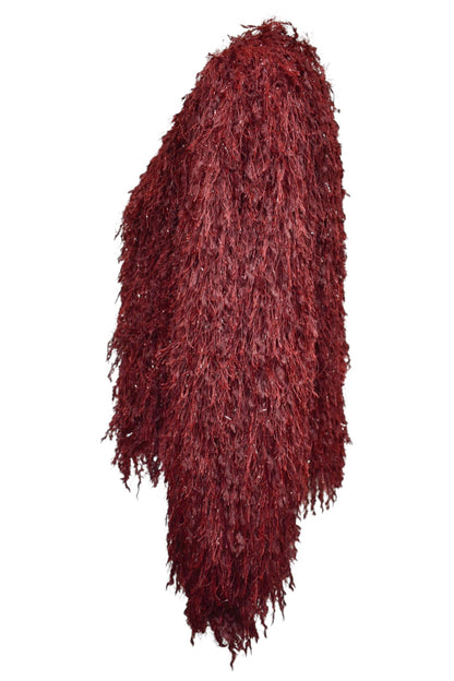Burgundy Metallic Thread Fringe Jumper