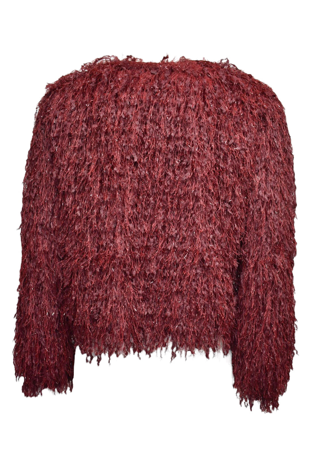 Burgundy Metallic Thread Fringe Jumper