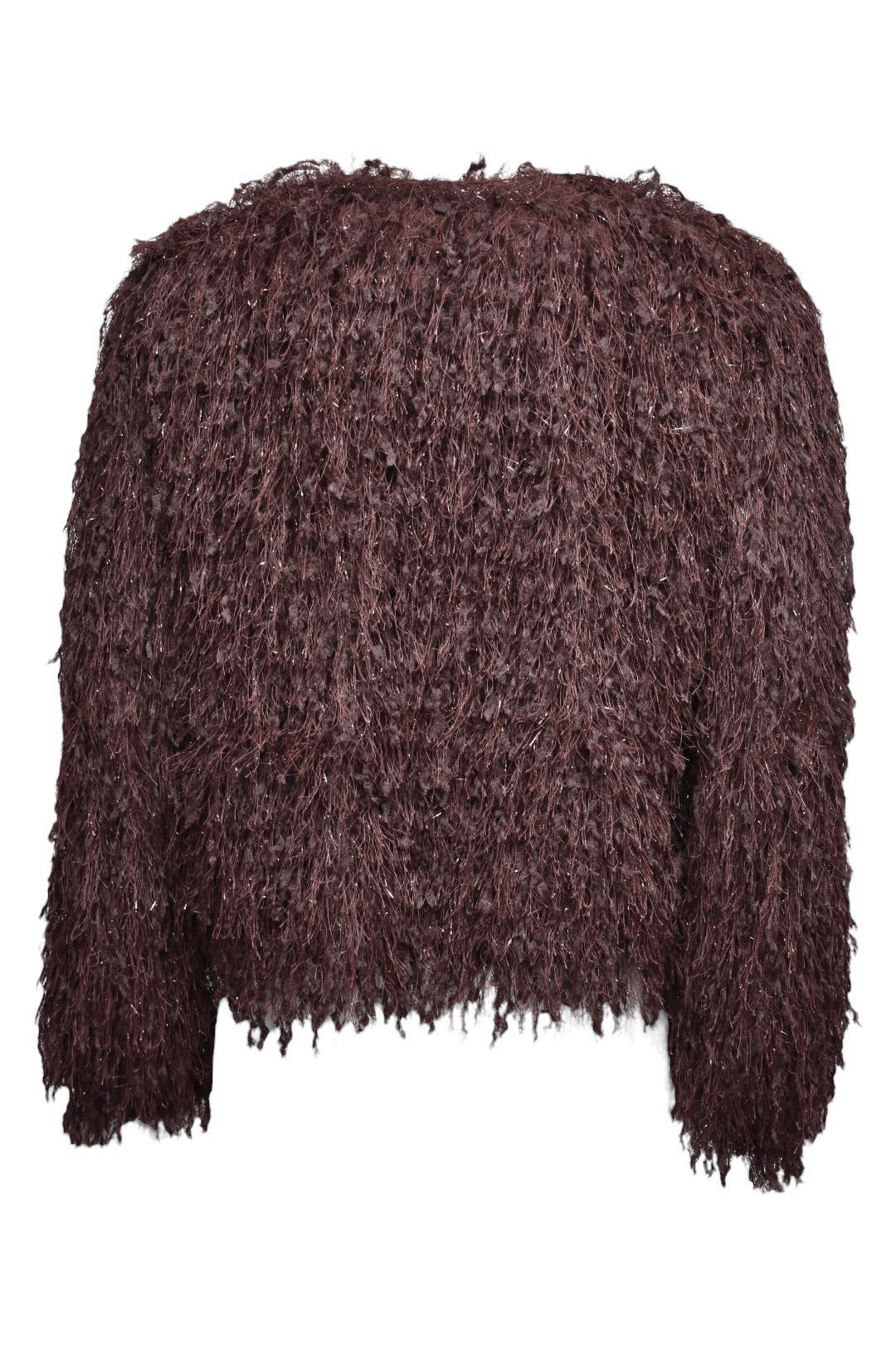 Brown Metallic Thread Fringe Jumper