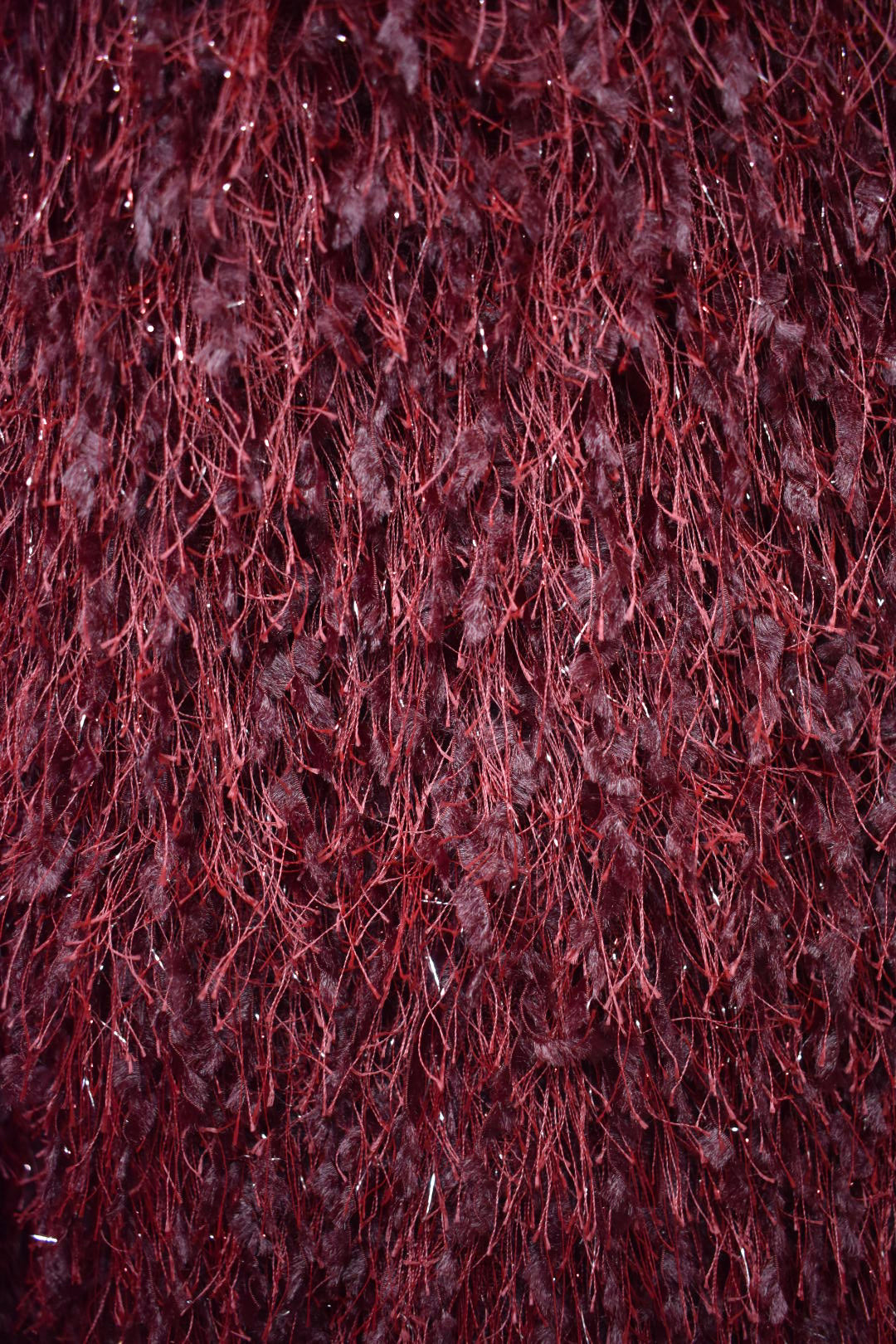 Burgundy Metallic Thread Fringe Jumper