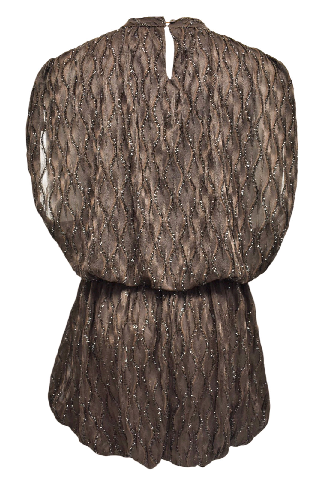 Brown Metallic Thread Bubble Hem Dress