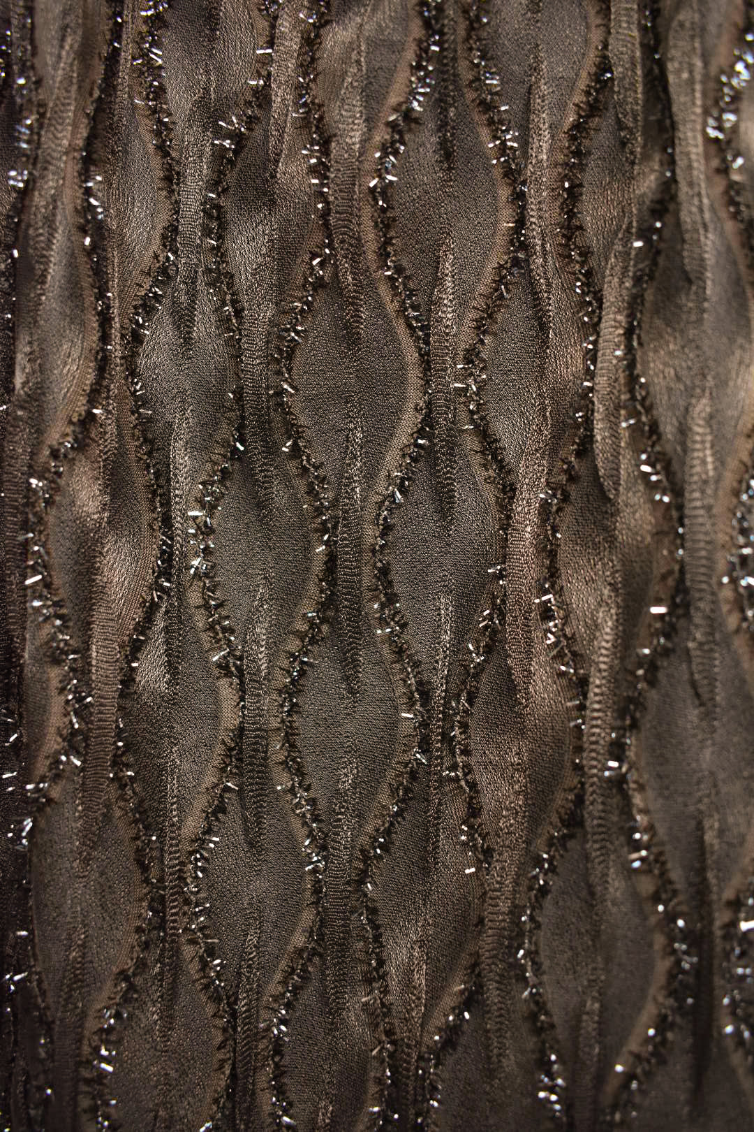 Brown Metallic Thread Bubble Hem Dress