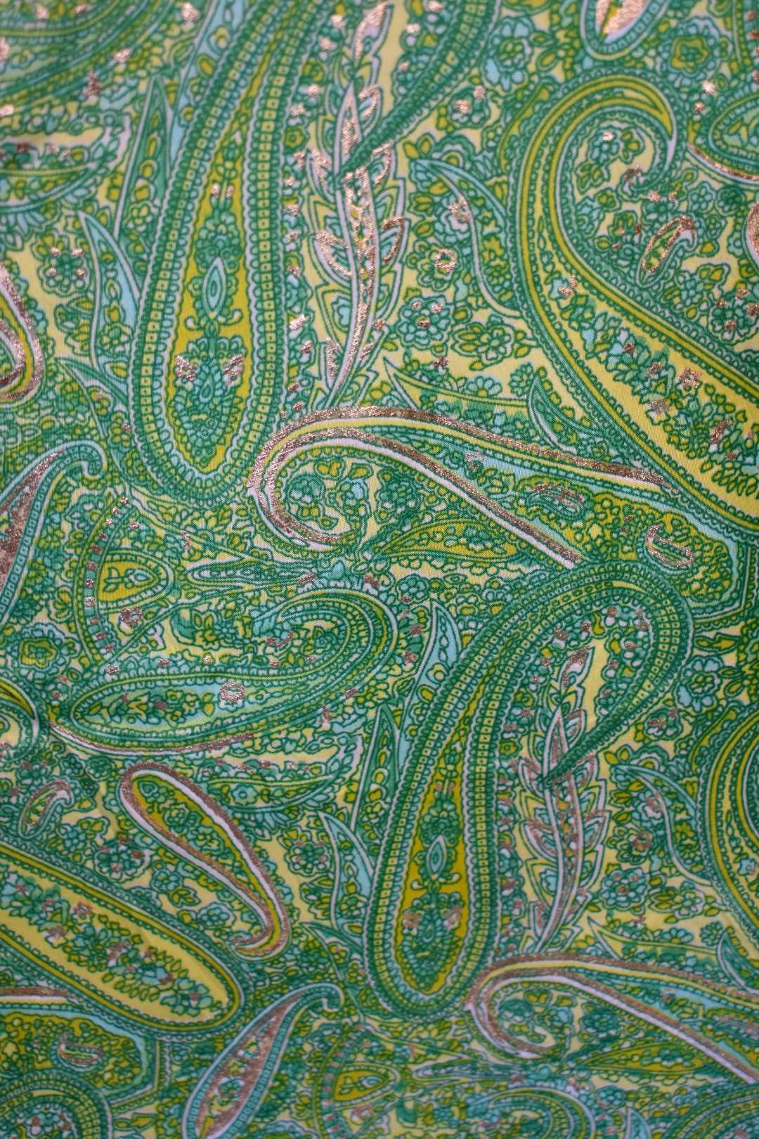 Green Embellished Paisley Palazzo Trousers