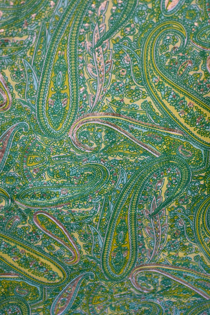 Green Embellished Paisley Palazzo Trousers