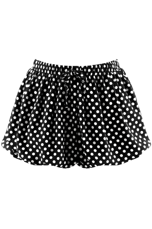 Black & White Polka Dot Bubble Hem Shorts