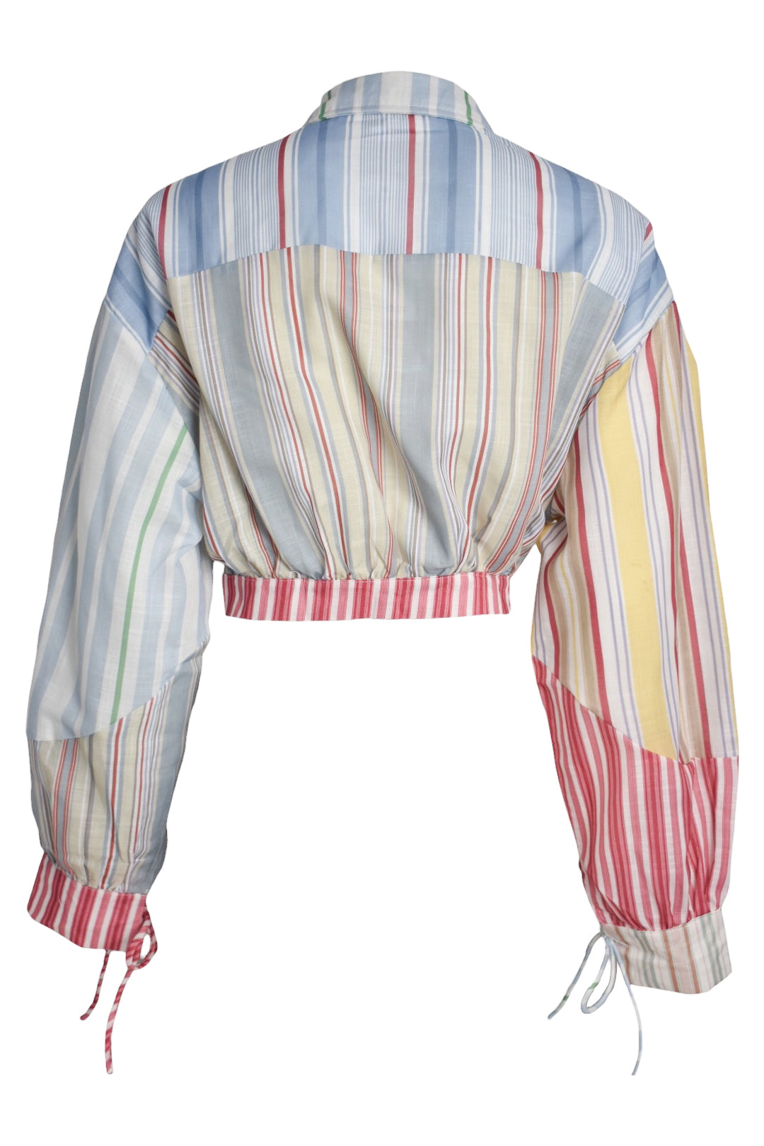 Multi Striped Wrap Belted Blouse