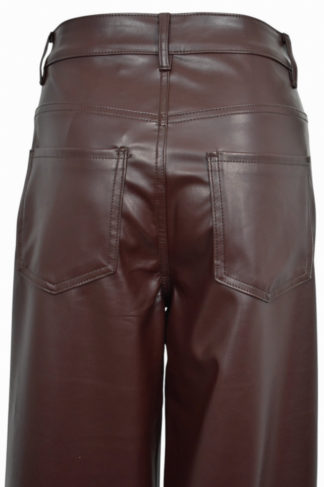 Chocolate Brown Faux Leather Wide Leg Trousers