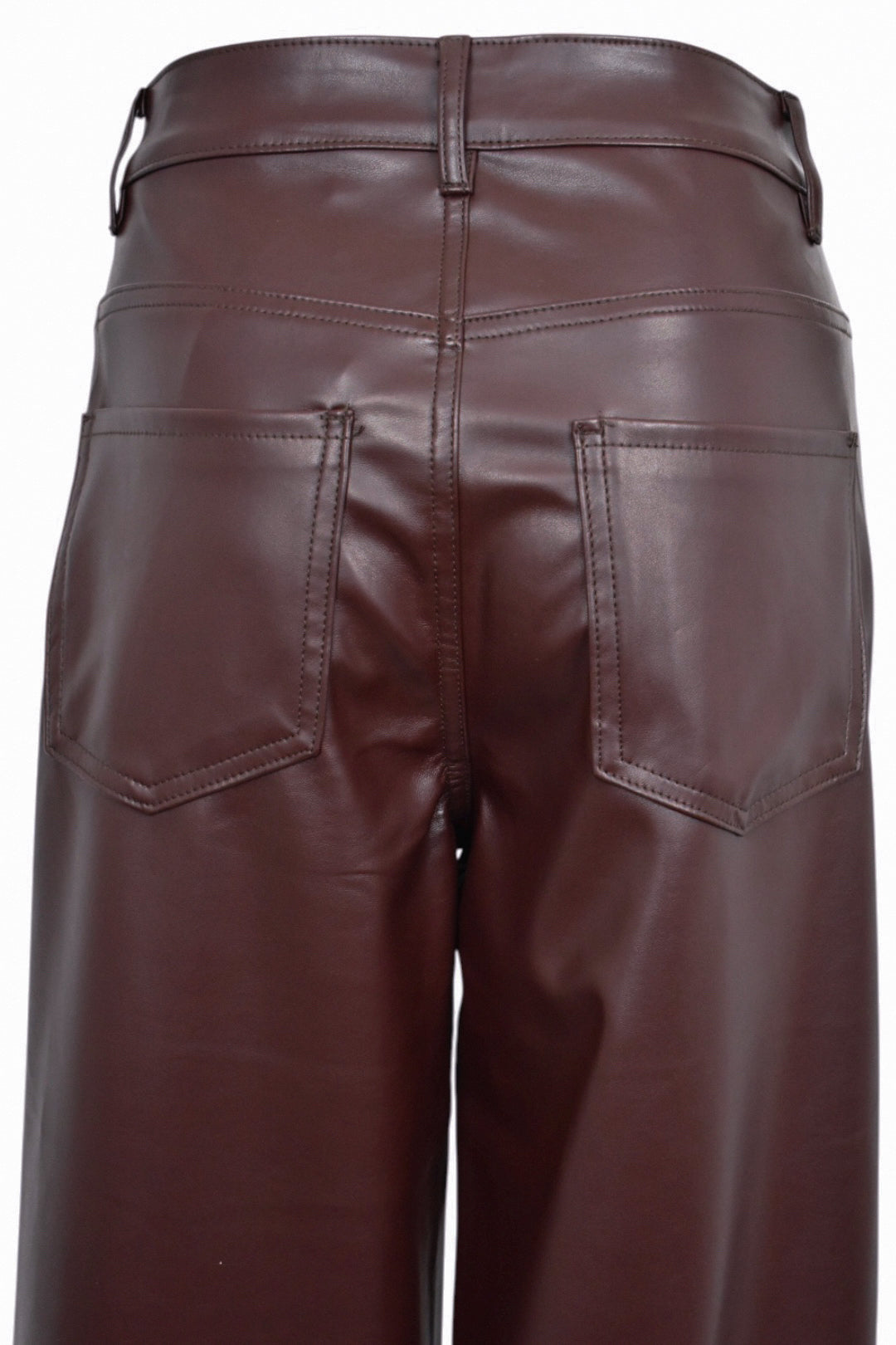 Chocolate Brown Faux Leather Wide Leg Trousers