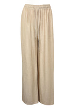 Taupe Crinkle Wide Leg Trousers