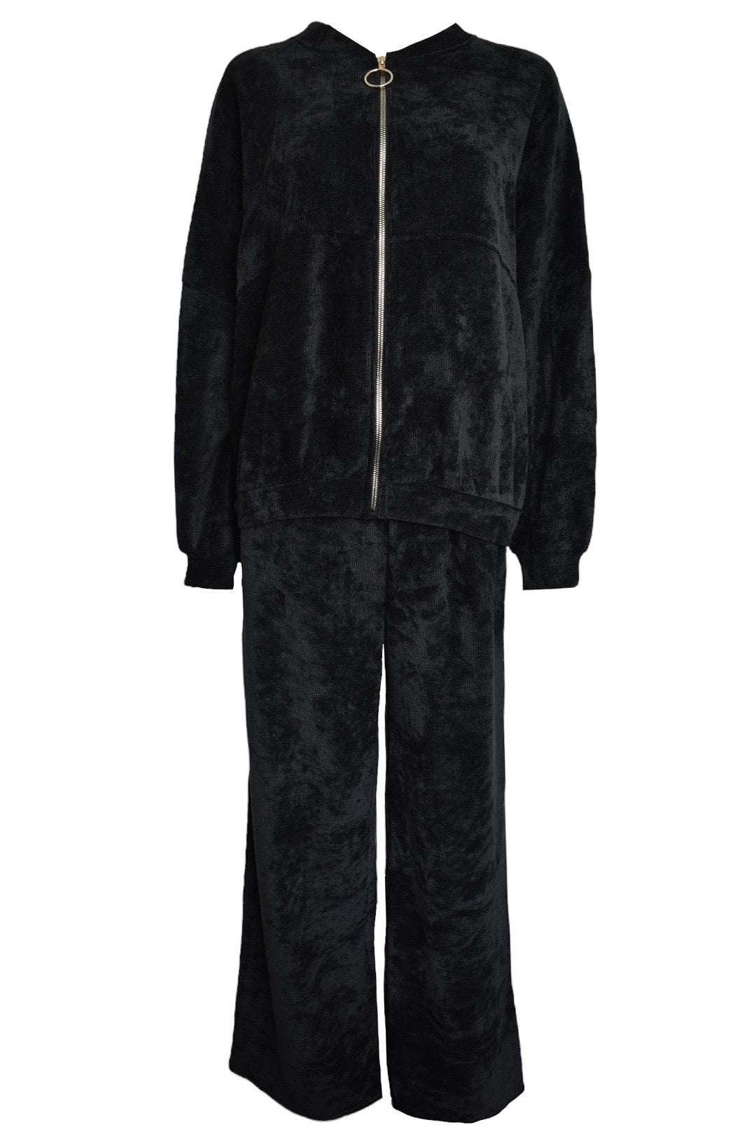 Black Cord Zipped Jacket Loungesuit