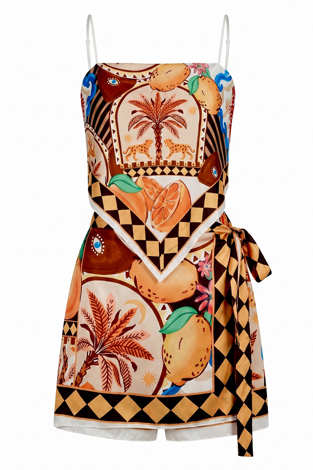 Black Tropical Print Handkerchief Top & Skort Co-ord