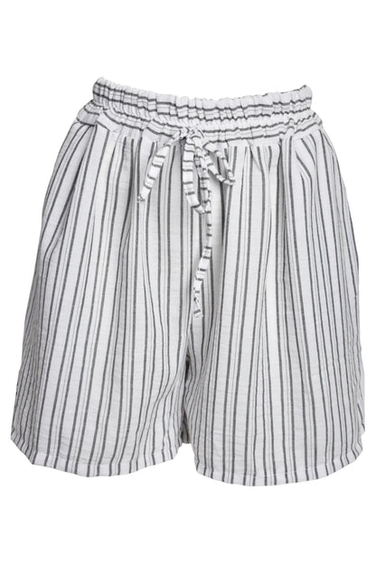 White Striped Wide Leg Shorts