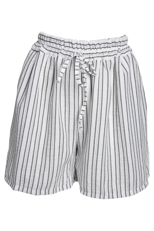 White Striped Wide Leg Shorts