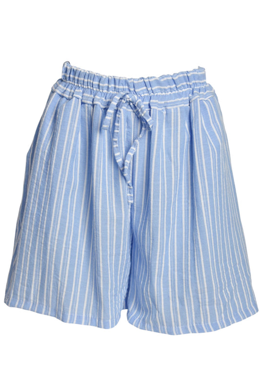 Blue Striped Wide Leg Shorts