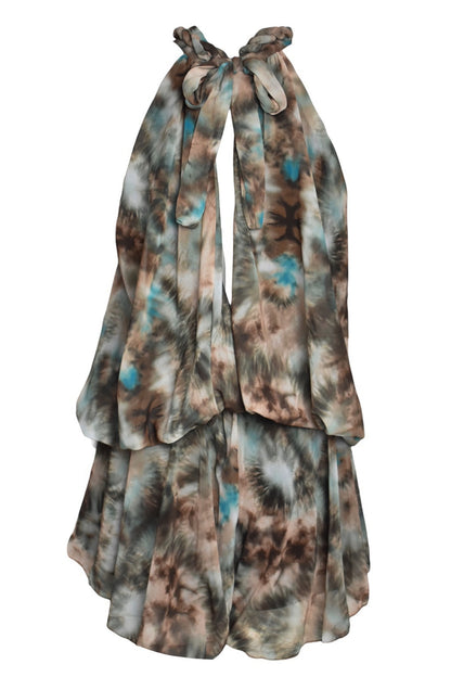 Brown & Blue Tie Dye Playsuit