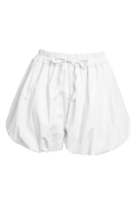 White Plain Bubble Hem Shorts