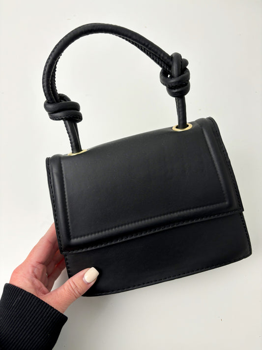 Black Knotted Handle Cross Body Bag