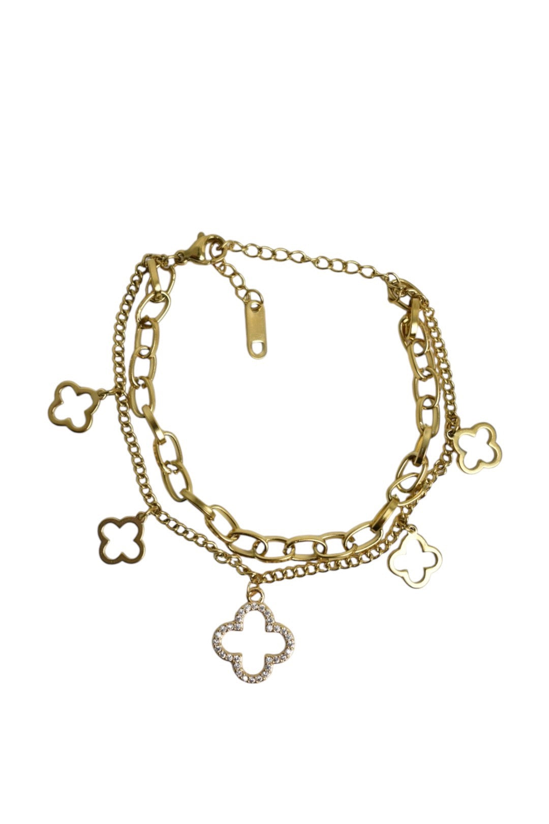 Gold Clover Charm Bracelet