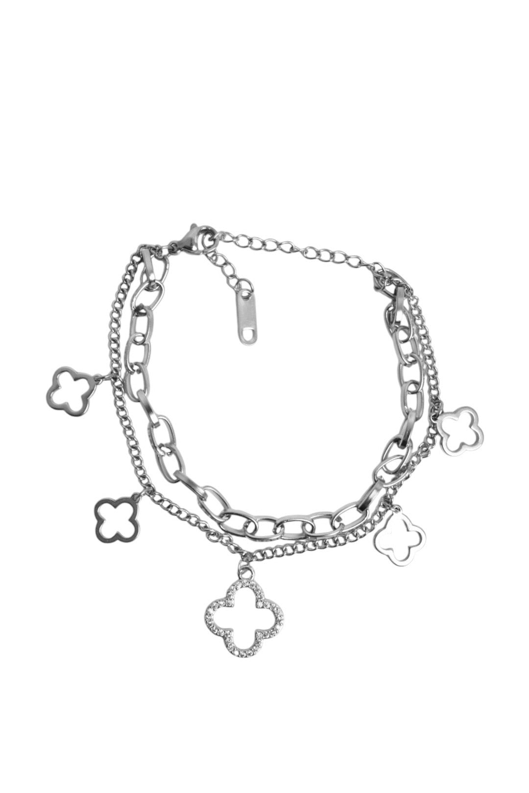 Silver Clover Charm Bracelet