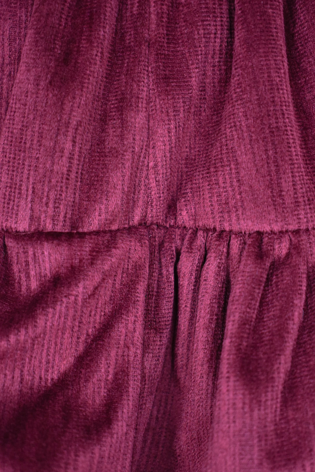 Burgundy Velvet Tiered Ruffle Skirt