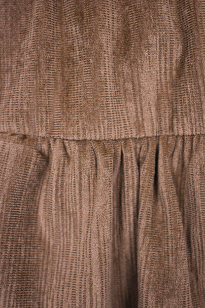 Brown Velvet Tiered Ruffle Skirt