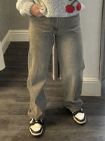 Grey Wash Denim Straight Leg Jeans