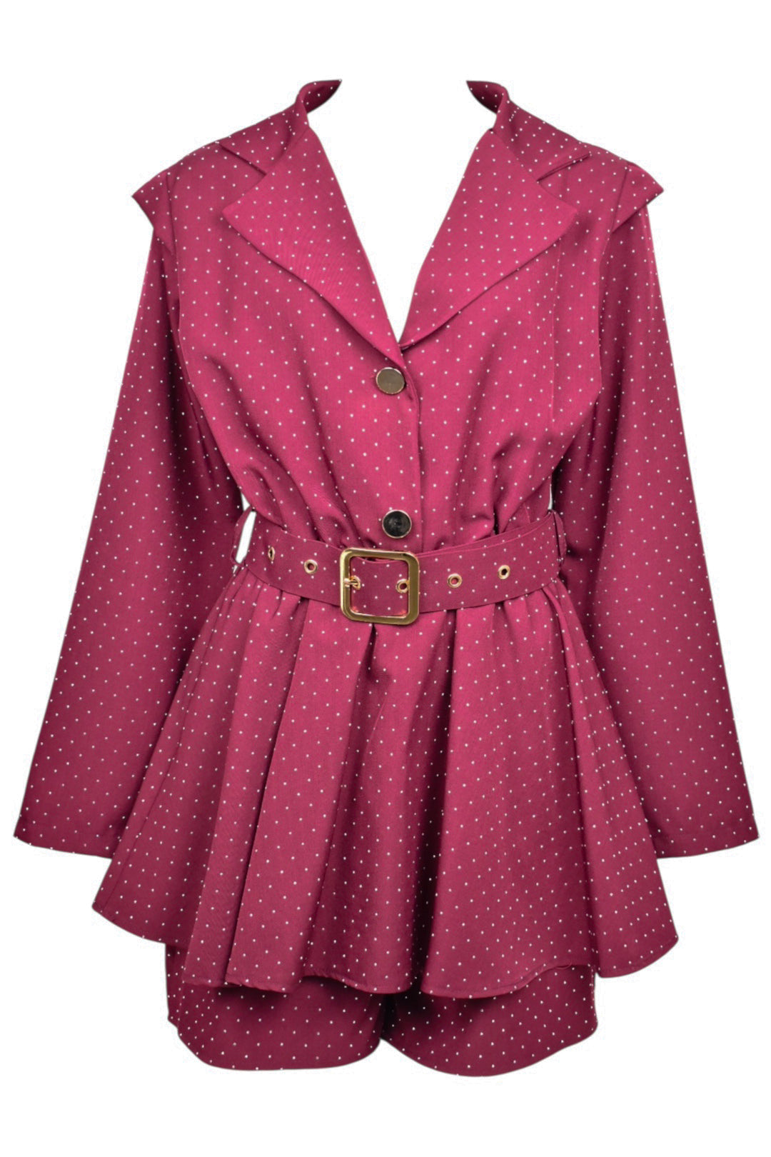 Burgundy Diamante Belted Playsuit