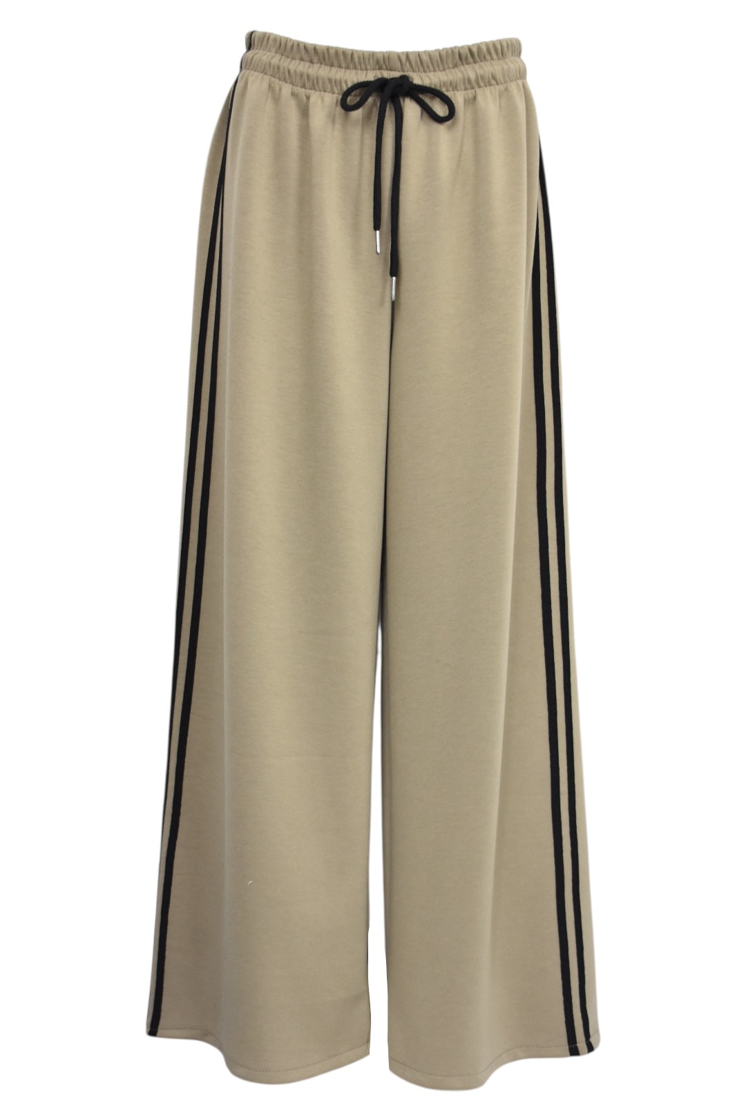 Taupe & Black Side Stripe Wide Leg Joggers