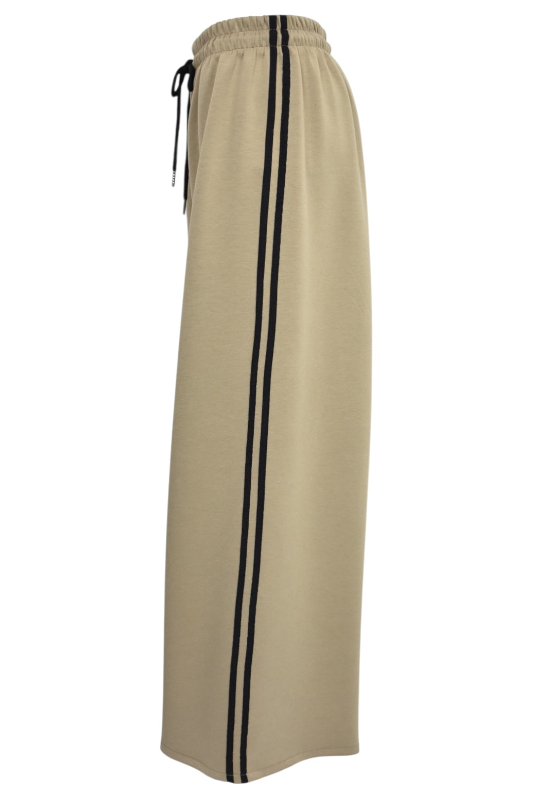 Taupe & Black Side Stripe Wide Leg Joggers