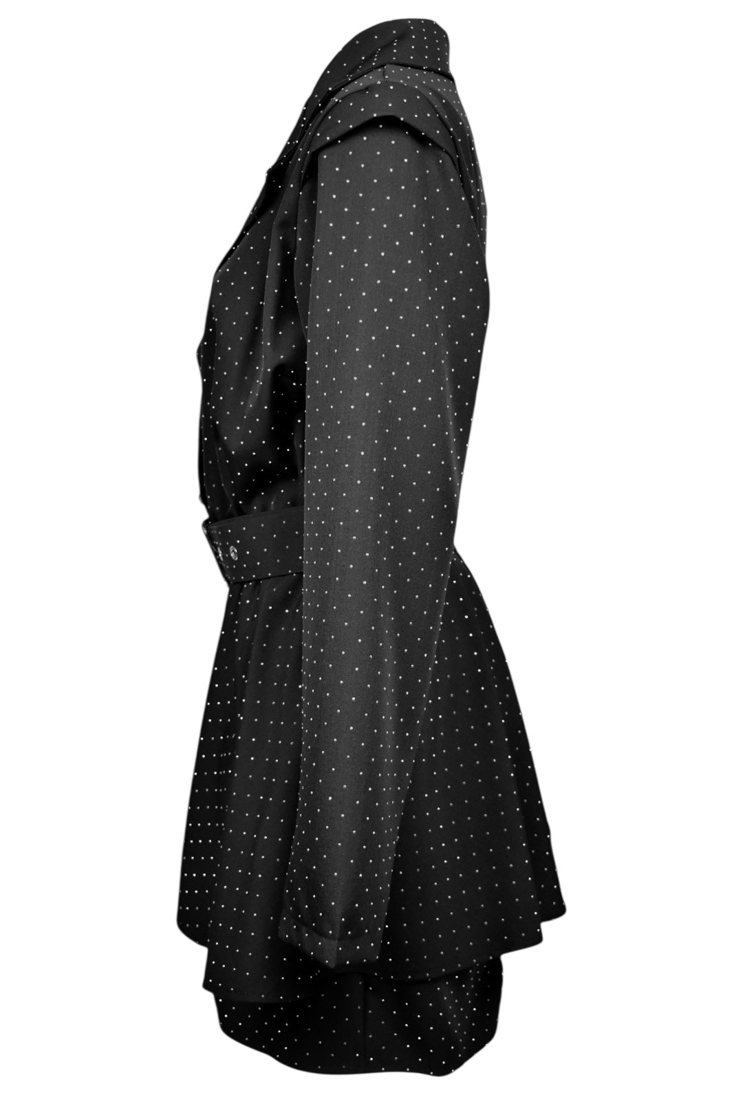 Black Diamante Belted Playsuit