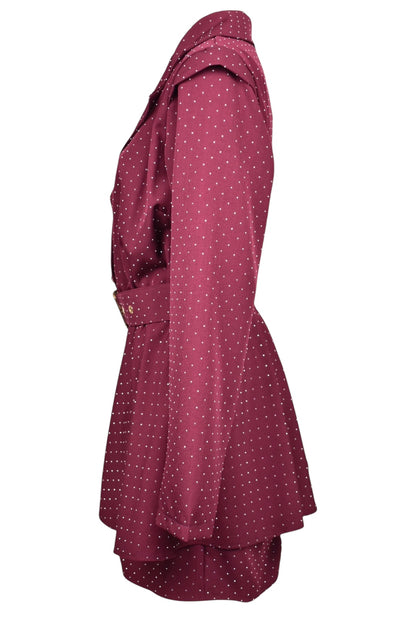 Burgundy Diamante Belted Playsuit