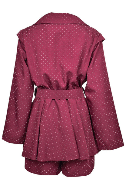 Burgundy Diamante Belted Playsuit