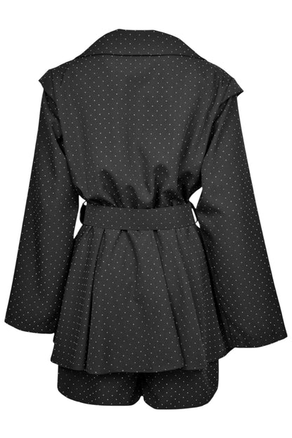 Black Diamante Belted Playsuit