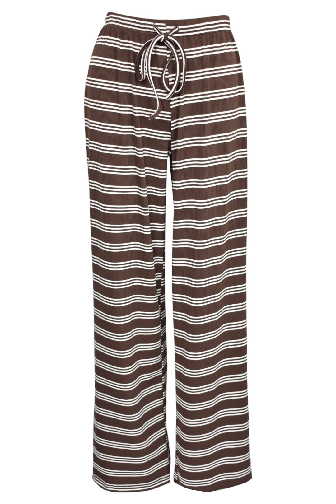 Brown & Cream Striped Button Up Ribbed Co-ord