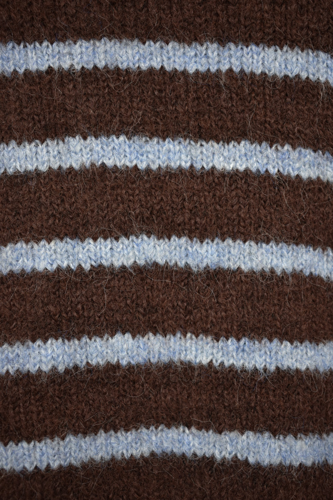 Brown & Blue Striped Knitted Quarter Zip Jumper