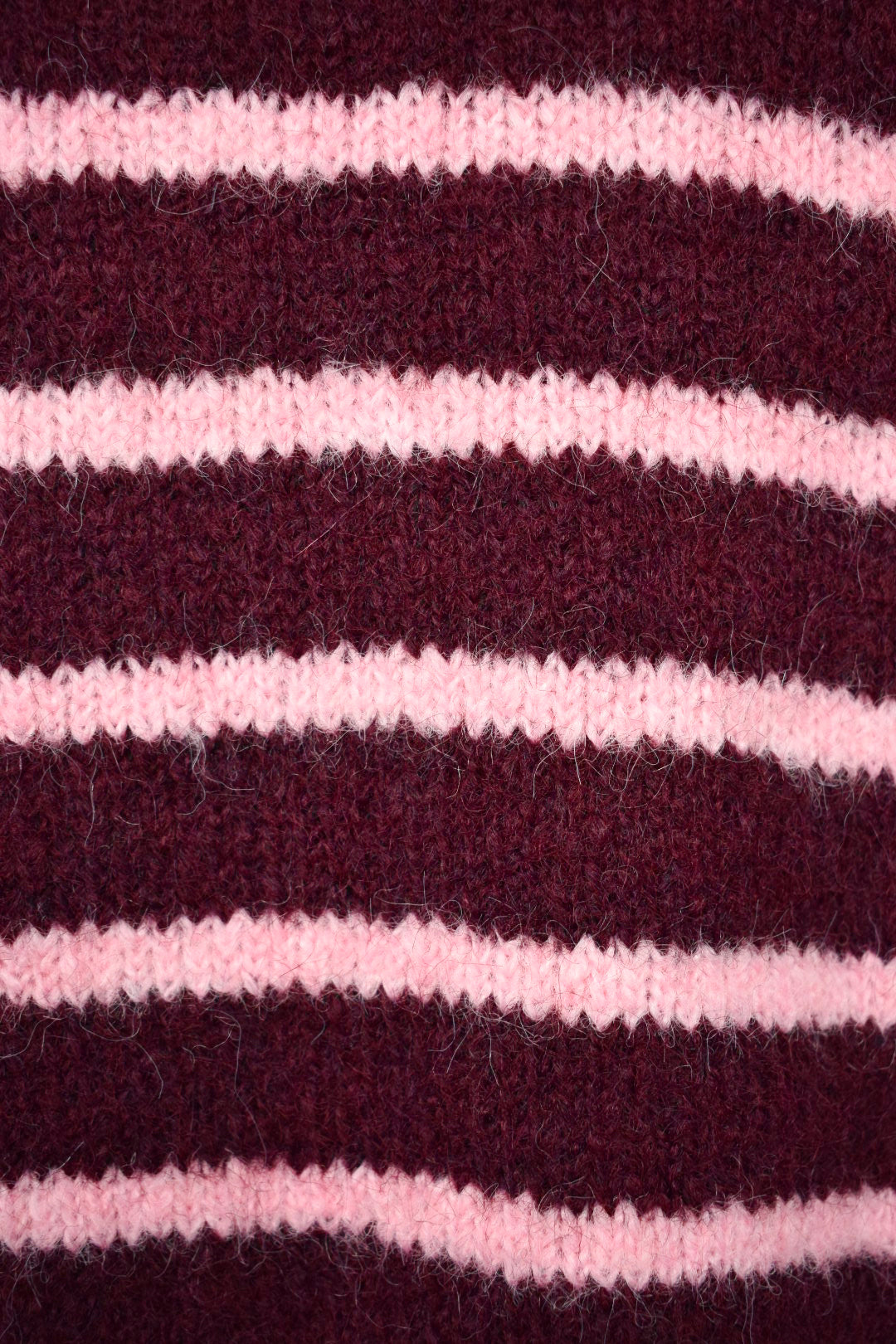 Burgundy & Pink Striped Knitted Quarter Zip Jumper