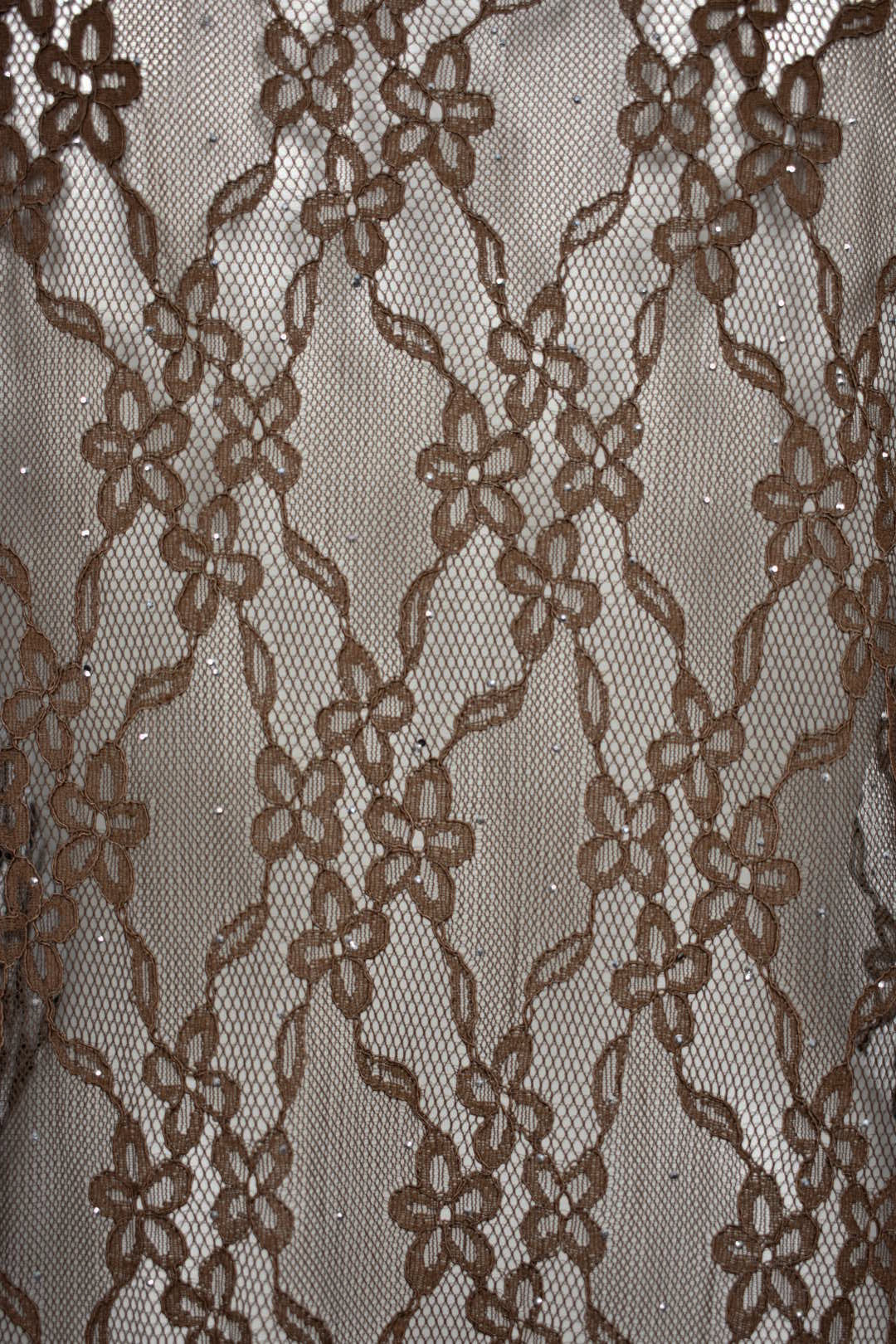 Brown Lace & Satin Frill Shirt