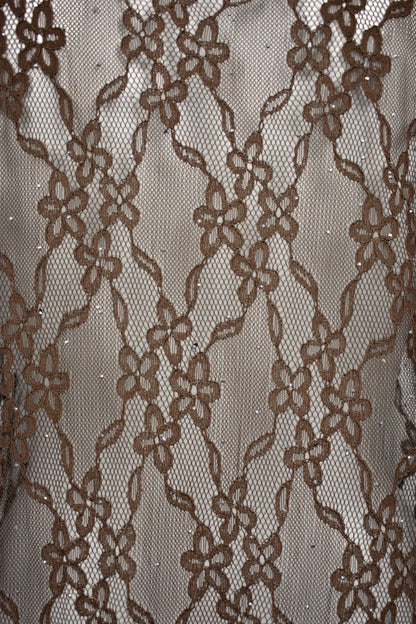 Brown Lace & Satin Frill Shirt