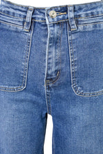 Dark Denim Front Pocket Flared Jeans