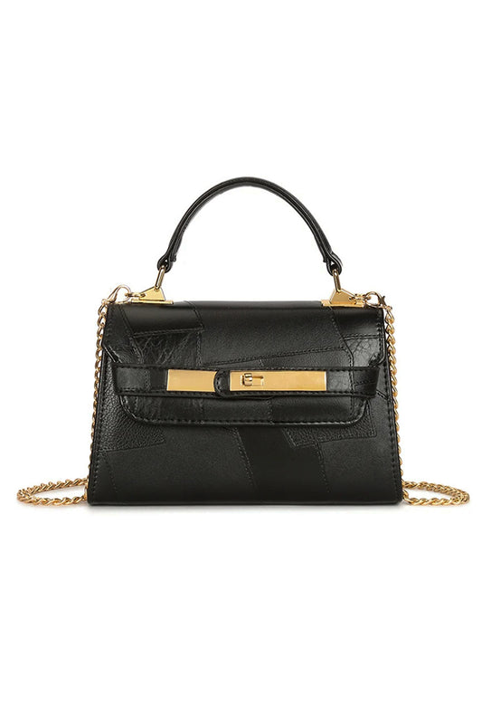Black Metal Panel Grab Handle Bag