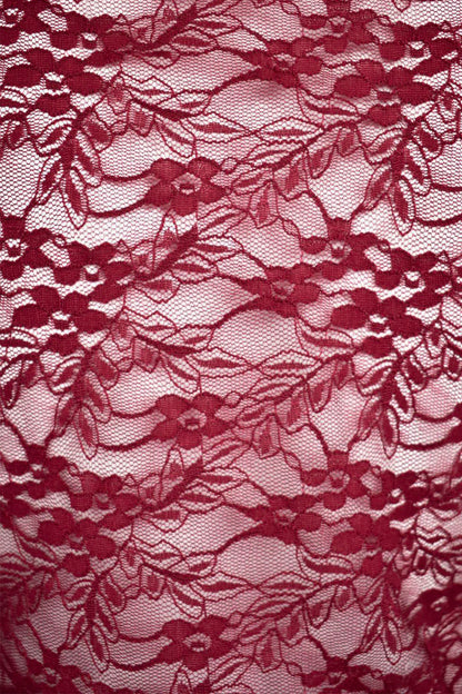 Burgundy Floral Lace Long Sleeve Bodysuit
