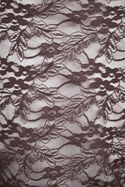 Brown Floral Lace Long Sleeve Bodysuit