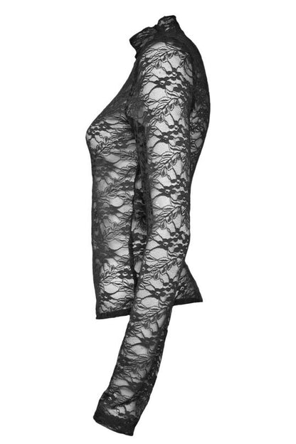Black Floral Lace Long Sleeve Bodysuit