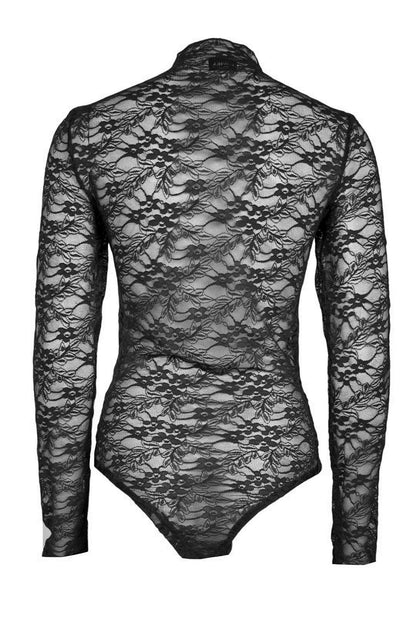 Black Floral Lace Long Sleeve Bodysuit