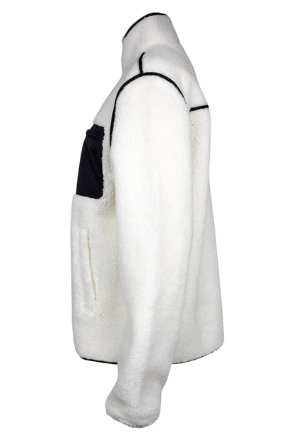 White Contrast Pocket Zip Up Fleece