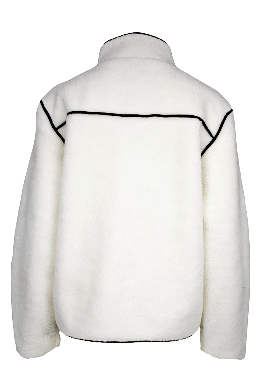 White Contrast Pocket Zip Up Fleece