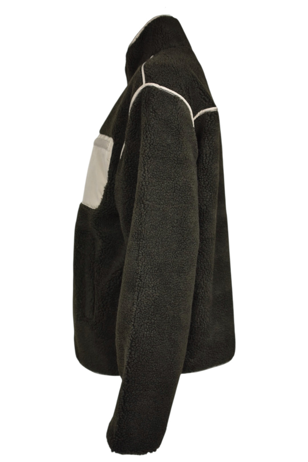 Khaki Contrast Pocket Zip Up Fleece