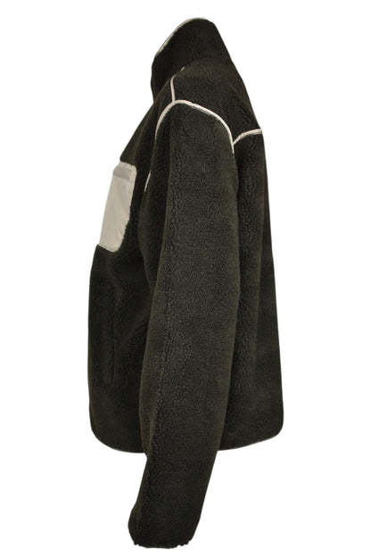 Khaki Contrast Pocket Zip Up Fleece